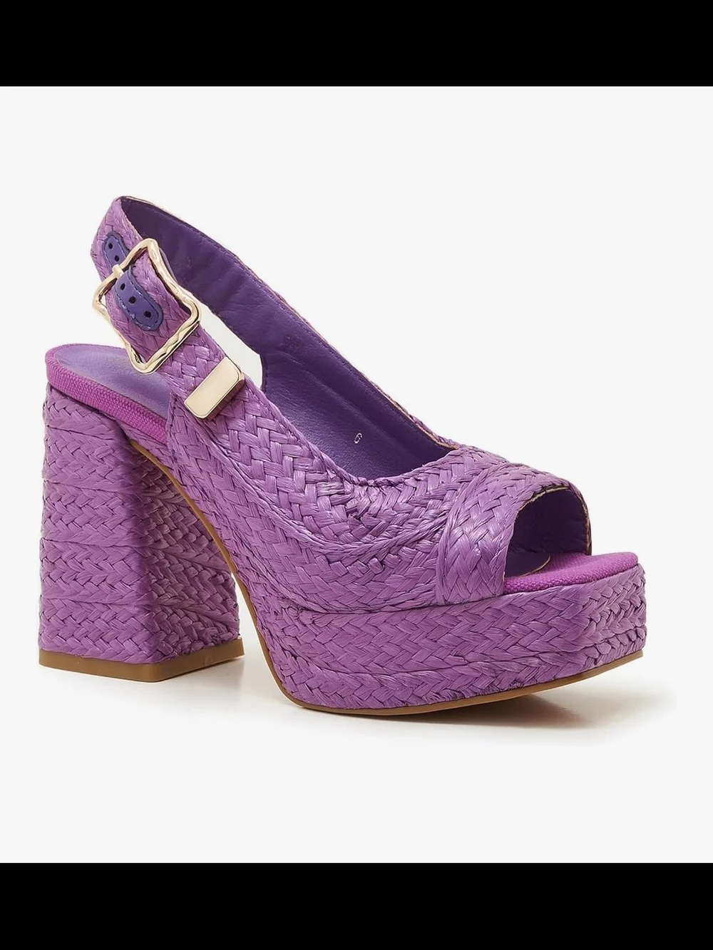 Woven Purple Platform Slingback Heels Size 7 - Picture 1 of 9